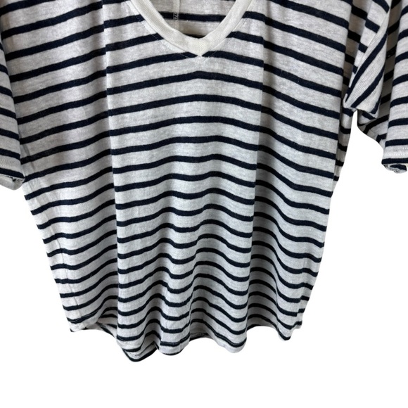 Faherty Oceanside Linen V-Neck Tee Striped 100% Linen Small - Picture 7 of 7